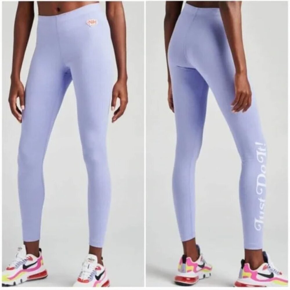 Nike Retro Fem Leggings Cotton Stretch Pants Just Do It Purple New Women's Small